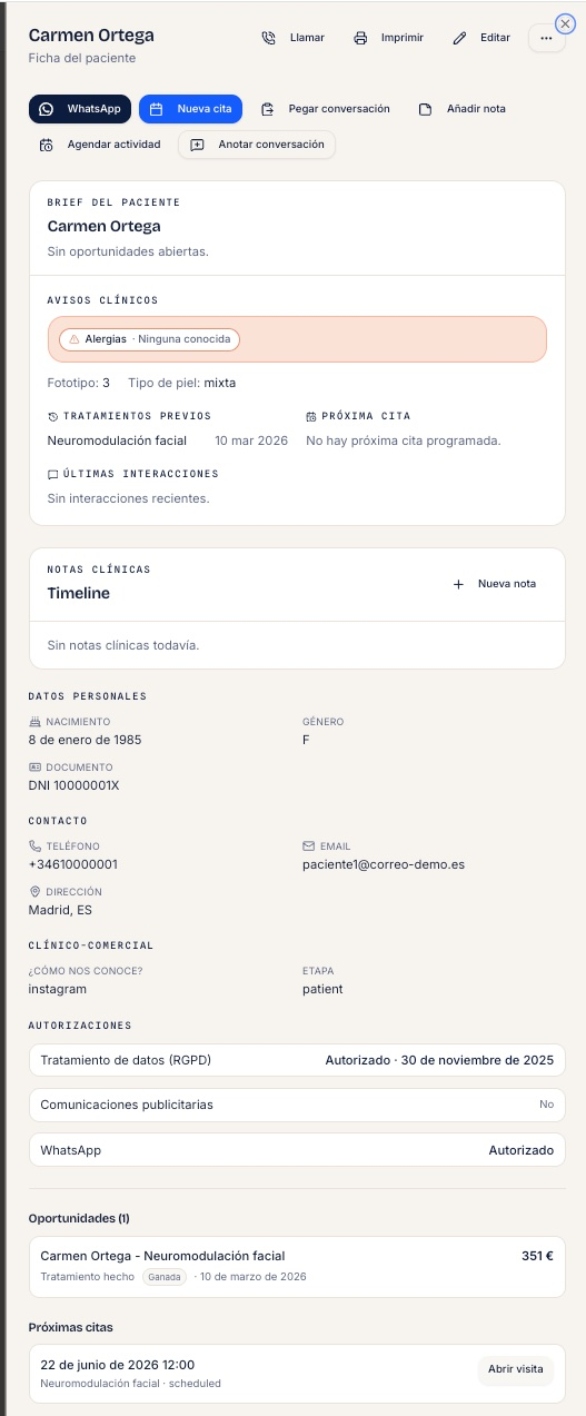 Ficha del paciente en Volvera