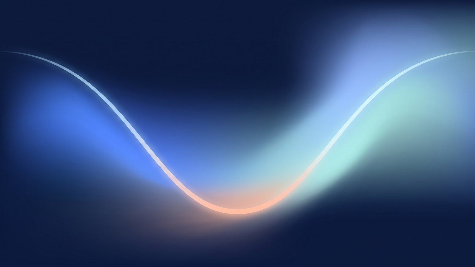 Curva de luz que desciende y vuelve a ascender sobre fondo navy